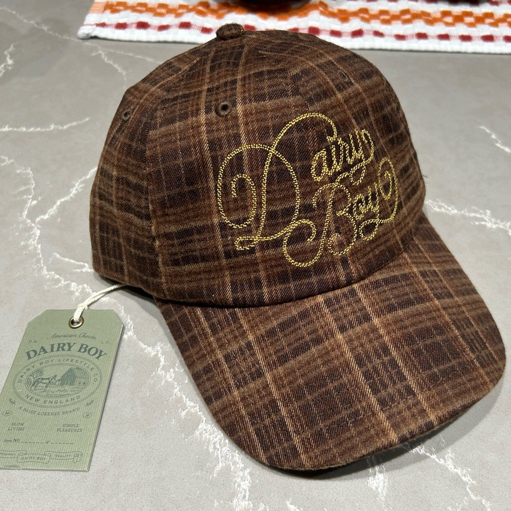 NWT Dairy Boy Brown Plaid Hat